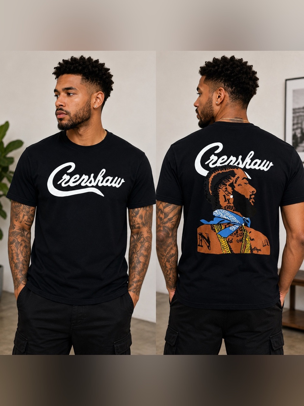 Headgear Classics Crenshaw Nipsey Hussle Graphic T-Shirt Black Small Cotton